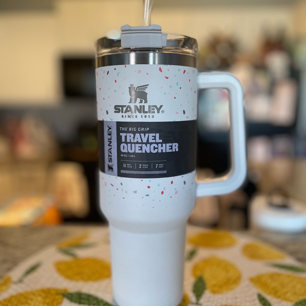 40oz White Terrazzo Stanley Travel Quencher